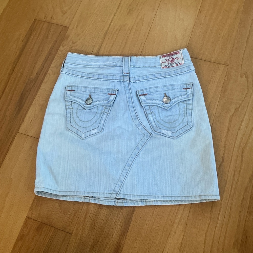 True Religion Joey Light Blue Denim Mini Skirt (Vintage, 2010s)